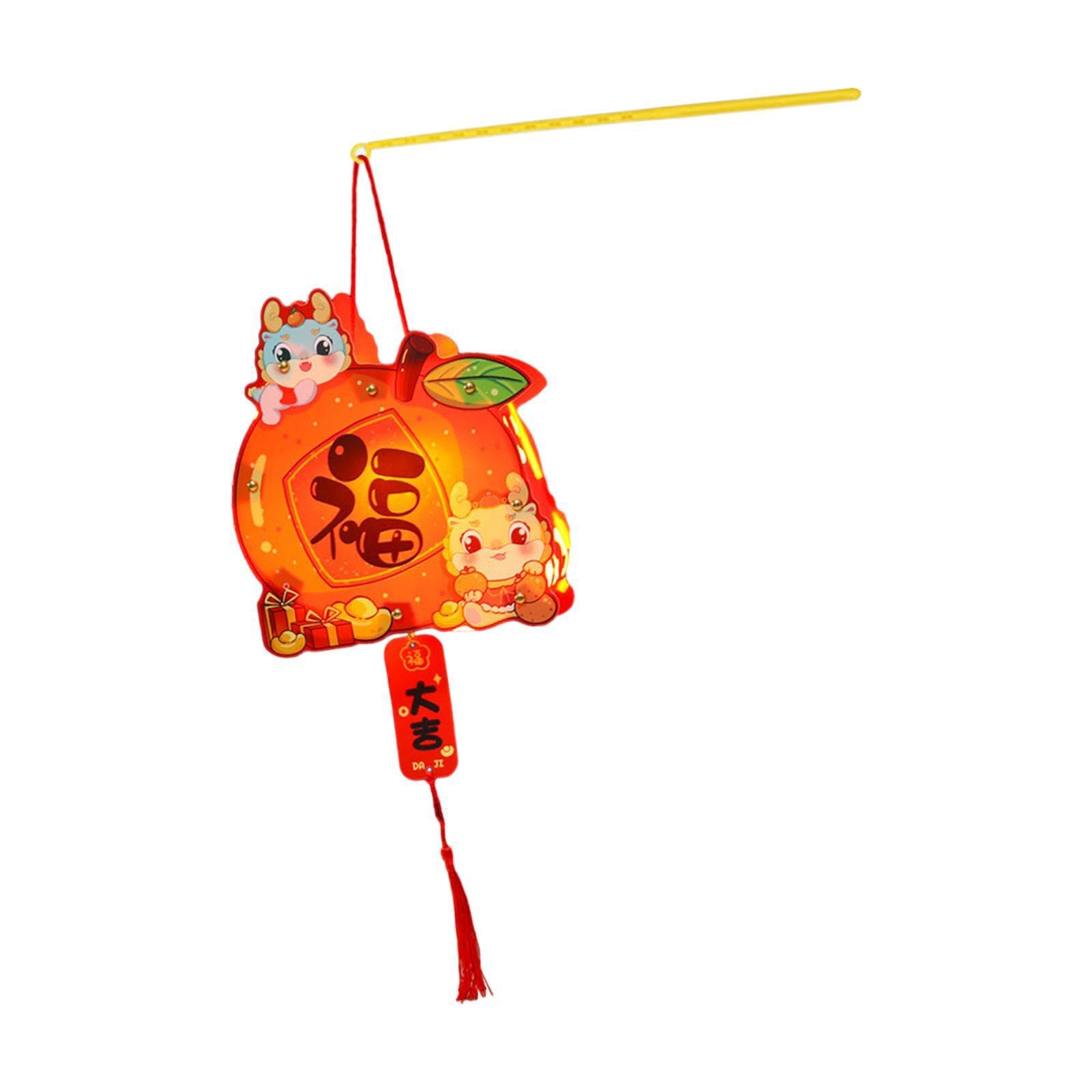 CYDZSRA LED Lantern DIY Materials Set Handheld Lantern 2024 Cute Cartoon Kids Party Spring Festival Supplies Lets Experience Strong Atmosphere of New