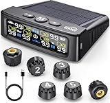 GEARGO Tire Pressure Monitoring System, Real-time Solar Wireless TPMS with 6 Tire Pressure Sensor, Digital LCD Display, Auto Security Alarm for RV SUV MPV Truck Sedan