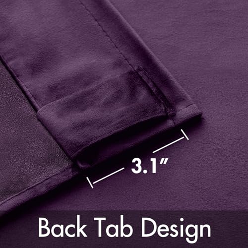 Image of MIULEE Purple Velvet Curtains 52x90 inches Luxury Blackout Curtains | Thermal Insulated, Super Soft Window Drapes for Bedroom Living Room, Rod Pocket & Back Tab