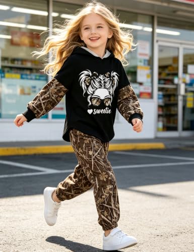 Image of Girls Fall Outfits Sweetie-girl Hoodie and Camo Pants Size 6-16