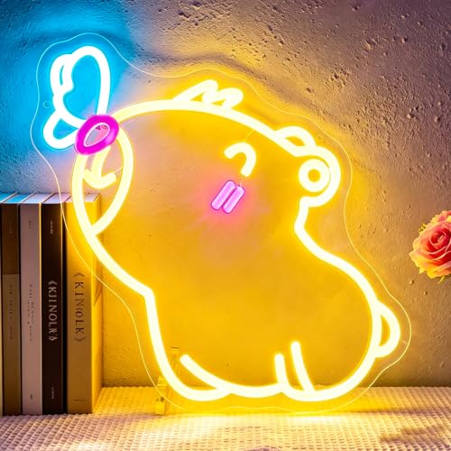 Image of Neon Sign, Capybara Neon Signs for Wall Decor LED Signs Neon Light | Capybara Neon Sign for Bedroom, Living Room, Kids Room, Gaming Room, Party, Bar, Home Decor, Gift, USB Powered