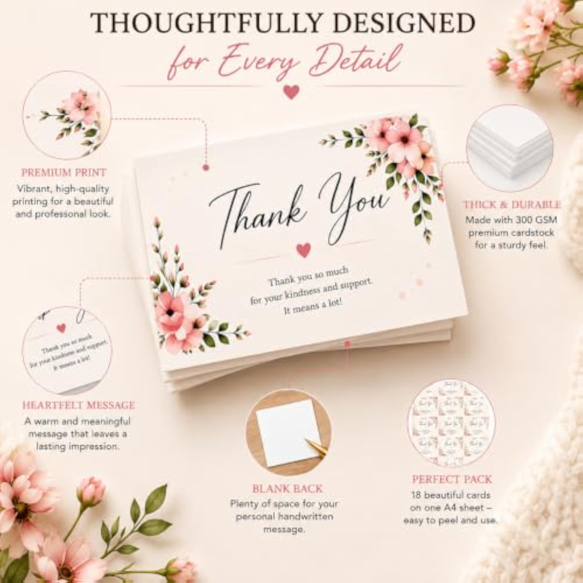 Thank You Cards for Packing and Gift Cards Set