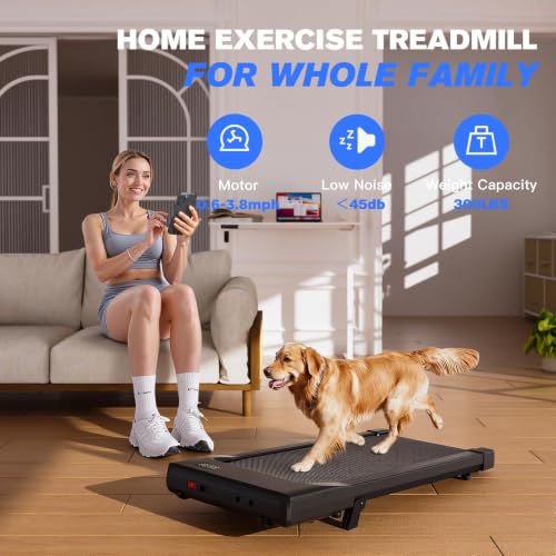 Image of 6% Incline 300 lbs Walking Pad Under Desk Treadmill | Quiet portable mini treadmill for home office with app & remote control. 100% pre-assembled and slim space-saving design.