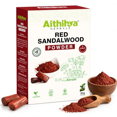 Image of 'Aithihya Herbals Red Sandalwood (Lal Chandan) Facepack Powder 50g | 100% Pure & Natural | Glowing Skin, Acne & Pimple Care | Tan Removal & Skin Brightening | No Chemicals