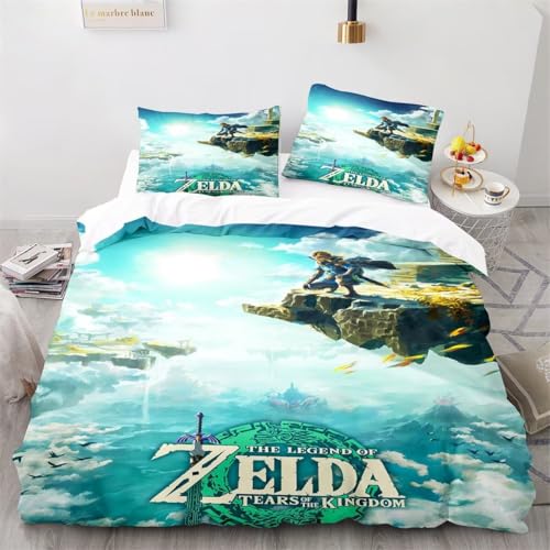 Shaari 3D Drucken Bettwäsche Set 135x200cm,Microfaser Einzelbett 1 Bettbezug Mit Reißverschluss + 1 Kissenbezüge 80x80