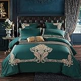 Riyyow Bedding Duvet Cover Set Egyptian Cotton Embroidered Royal Bedding Set 4 Pcs King Queen Size D