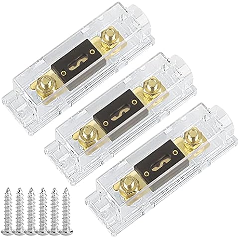 Hamolar 3 Pack 50 AMP ANL Fuse Holder Block 0/2/4/8 Gauge AWG Car Audio 50A 1/0 Zero Gauge Fuses with Box Cover