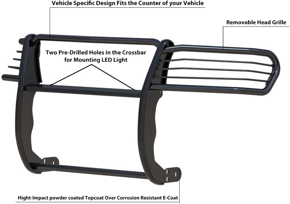 Black Horse Grille brush Bumper Guard Modular Black Compatible with 1997-2003 Infiniti QX4|1996-2004 Nissan Pathfinder-17NE23MA