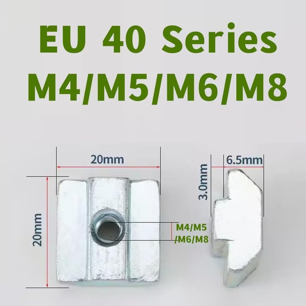 10pcs Aluminum Profile T-Nuts, Carbon Steel T-Slot Hammer Nut for Aluminum Profile (40 Series) M4