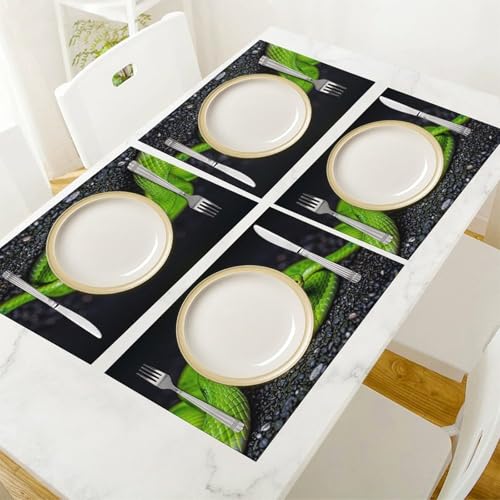 Sets de table Green Snake en PVC lavable x6 pour repas chic - 7