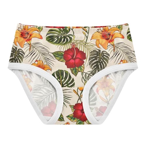 Joisal Tropical Leaves Hibiscus Flowers Panties Little Girl Toddler Girls Underwear Cotton Designer Underpants Briefs 2t