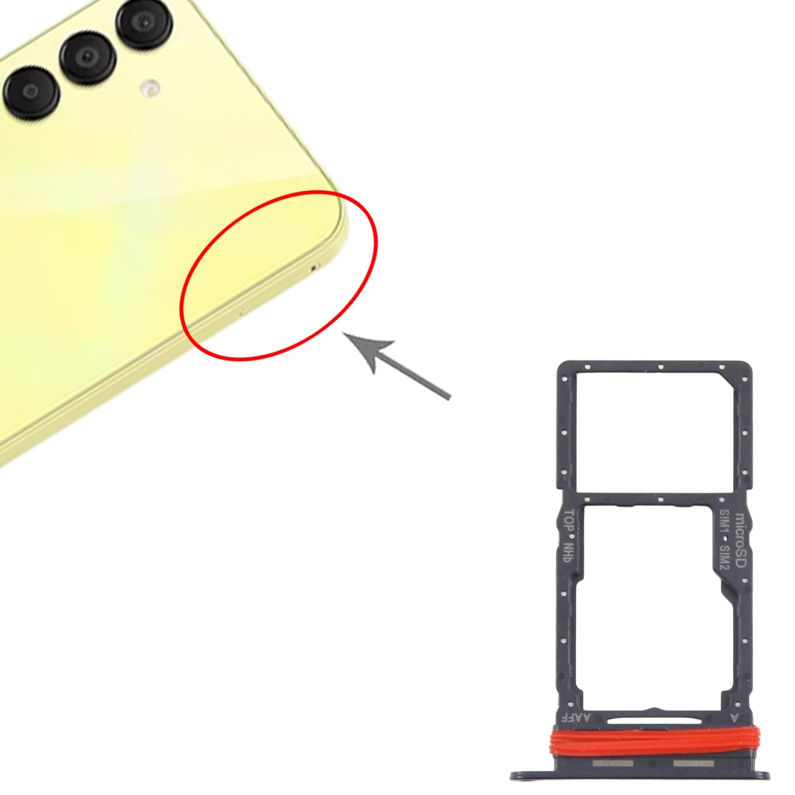 Ricambio compatibile con Samsung Galaxy A16 5G SM-A166B A166 Try tray Vassoio alloggio porta scheda Card Sim 1 + SLOT SIM 2 o slitta per lettore Memoria Micro Sd (Nero)