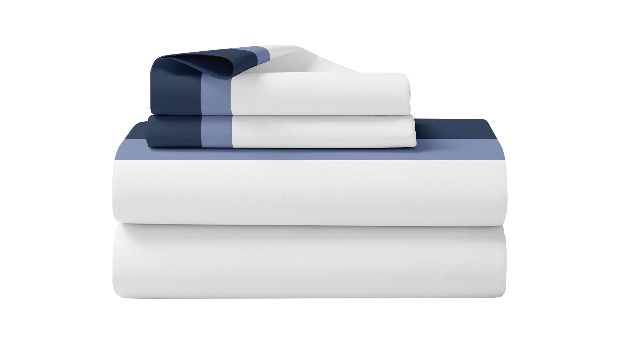 IlGruppone Completo Letto Lenzuola 100% Raso di Cotone con Balza Applicata Stampa Digitale nel Lenzuolo sopra E Federe sotto Due Piazze con Angoli Elastici Tinta Unita - Azzurro - Matrimoniale
