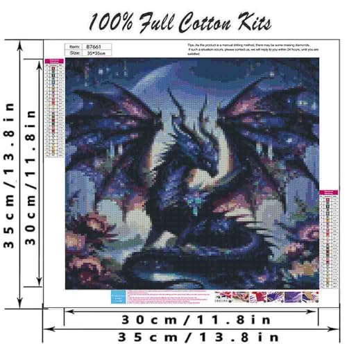 Image of Dragon Stamped Cross Stitch Kits for Adults Beginner,Flower Counted Cross Stitch Kits Printed Stitching Cute Patterns Dimensions Needlepoint Art Crafts Embroidery Kits for Adults Beginners