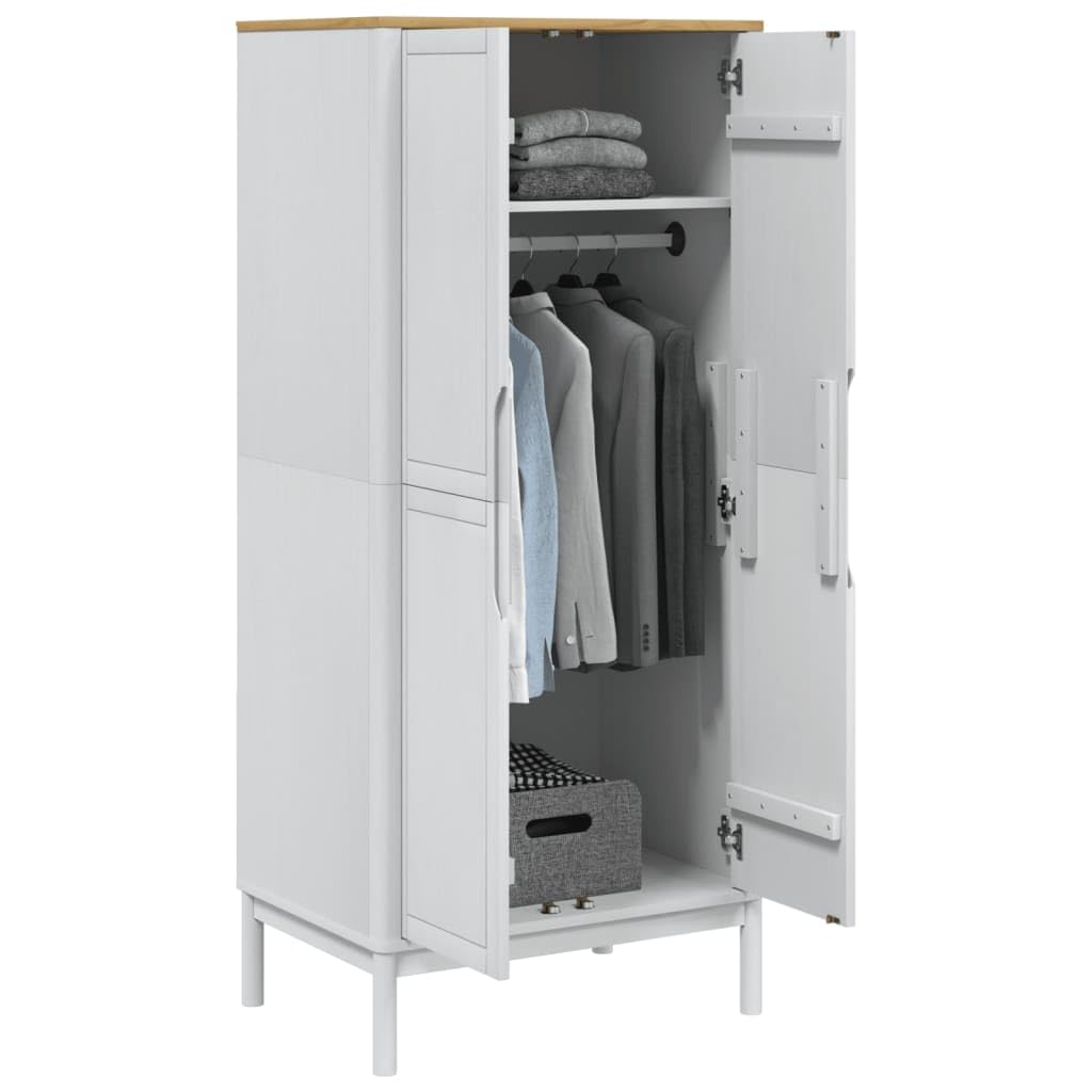 Homgoday Armario Floro blanco 77 x 53 x 171 cm de madera maciza de pino, mueble de almacenamiento con estantes que ahorra espacio para salón, oficina, aparador, armario de almacenamiento