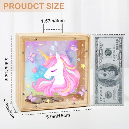 Image of MHJY Wooden Piggy Bank for Kids Personalizable DIY Coin Bank for Girls Boys