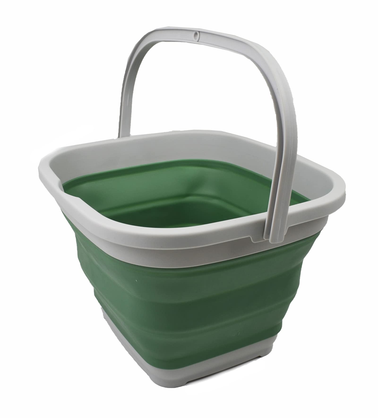 SAMMART 11L Collapsible Rectangular Handy Basket/Bucket (Grey/Dark Sea Green)