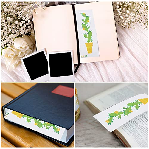 Image of INFUNLY Cactus Embroidery Bookmark Set - Counted Cross Stitch Bookmarks DIY Kit - Adult Book Lover Teacher Gift - Includes Threads, Needles, Fabric, Instruction