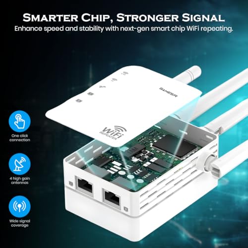 Image of GameSir WiFi Repeater 300Mbps Wireless Range Extender with 4 High Gain Antennas, Signal Booster for Home and Office, Supports WPS and Repeater Mode