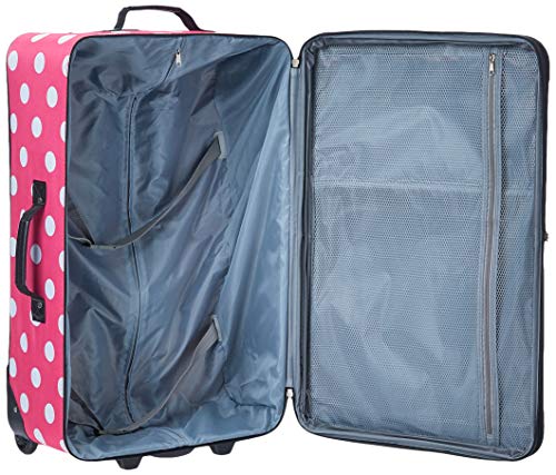 Rockland Polka Softside Upright Luggage Set, Expandable, Lightweight, Pink Dots, 4-Piece (14/19/24/28) #TOP4