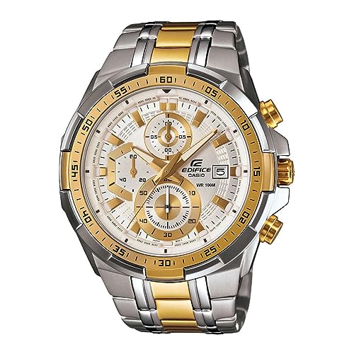 Image of Casio EDifice EFR-539SG-7AVUDF White Analog Dial Dual Tone Stainless Steel Band Men's Watch Chronograph 100M Water Resistant EX189
