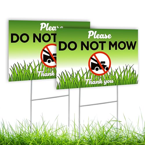 2 PC Do Not Mow Sign for Yard with Stake