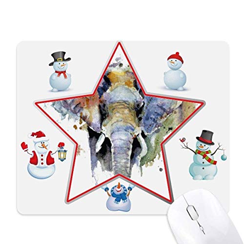Tapis de souris éléphant peint antidérapant étoile neige