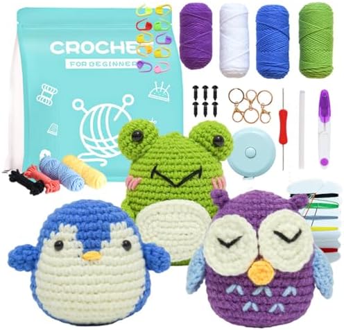 Moxzuueo Crochet Kit for Beginners,DIY Crochet Kit with Step-by-S...