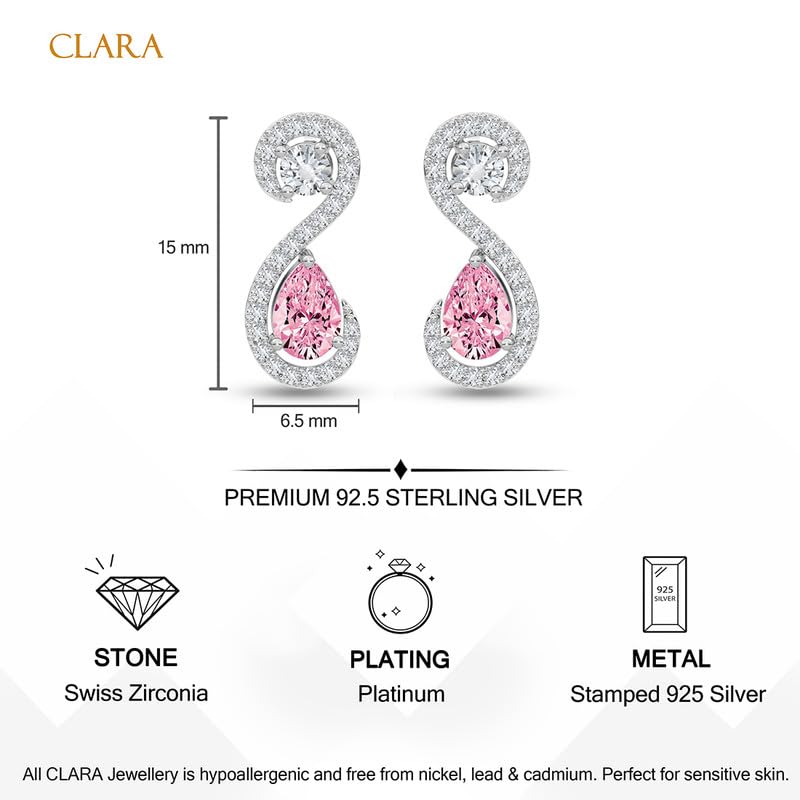 Image of CLARA 925 Sterling Silver Stud Earrings | Platinum Plated | Daily Wear |Gift for Women and Girls