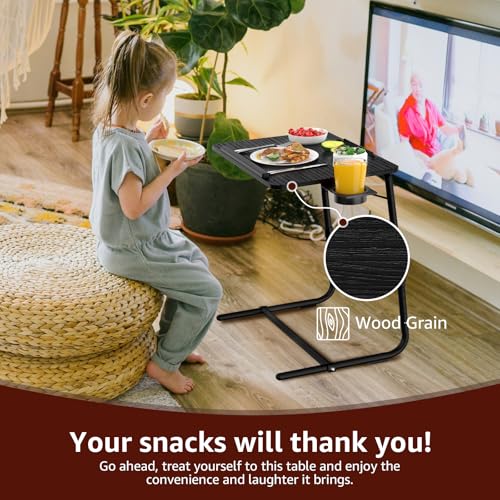Bandeja de TV ajustable NUTIKAS negra para cenar cómodamente en el sofá 4