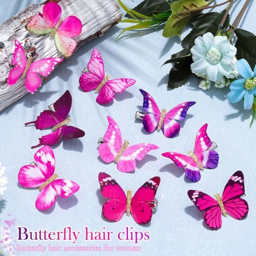 Pinzas para cabello de mariposa rosa, pack de 10 miniatura 2