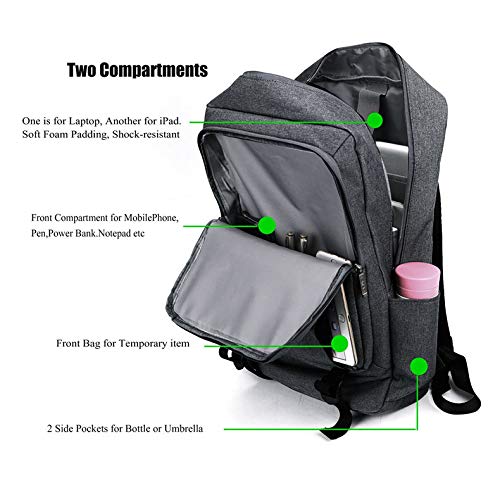 Image of Digital Bodyguard - 15.6 inch Laptop Backpack - Shockproof - Water Resistant Business /Casual Backpack (Grey)