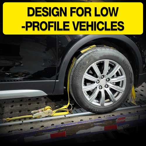 Image of Car Tie Down Straps for Trailers-10,000lbs Break Strength-2inx10ft Heavy Duty E Track Car Hauler Strap with Rolling Idler Three Cleat Over The Wheel Auto Tire Ratchet Straps for Truck, UTV