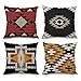 Housse de coussin lot de 4 35x35cm(14x14in) Motif ethnique Housses de Coussin recto-verso Carrée Décoratif Taie d'oreiller,Avec fermeture éclair Cachée,pour Chambre,Chaise,Jardin intérieur Decor H795