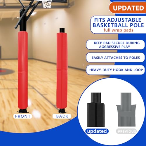 VANCL Basketball Pole Padding – 60" Heavy Duty Safety Pad Full Wrap Around for 3" Round Poles, Waterproof & Durable – Gym, Garage, Playground Protection-Red