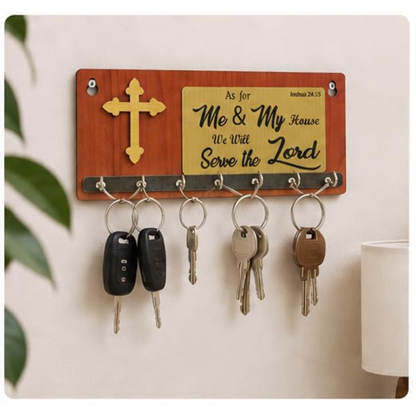 Christian Key Holder with Bible Verse - 7 Hooks -1