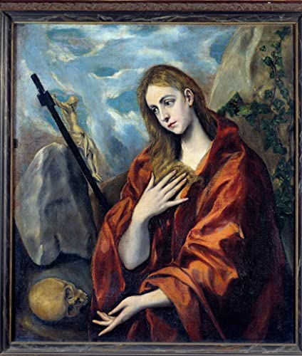 Lienzo de La Magdalena arrepentida de El Greco para decoración, cuadro mural de 60x90cm