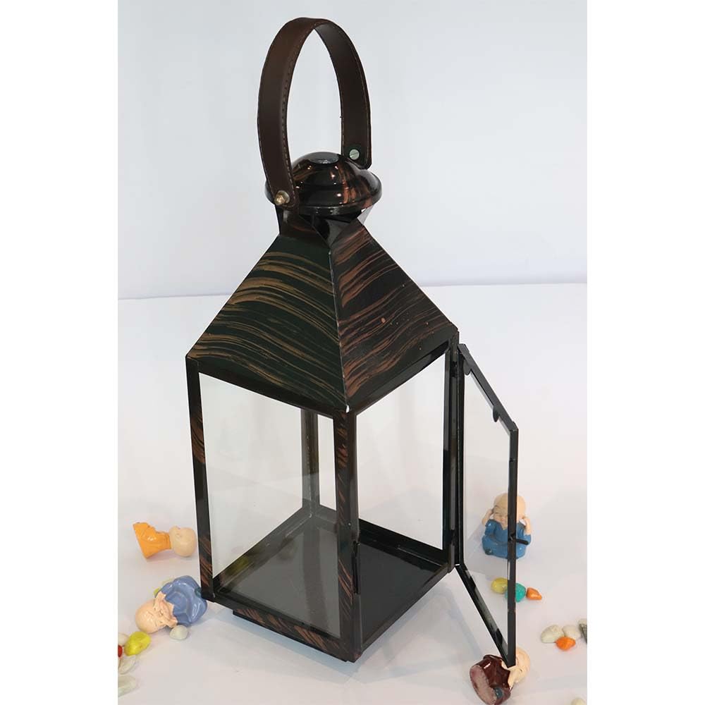 My Global Shop Whimsical Whirly Lantern: Elegant Brown Texture Finish for Home Décor and Gifting