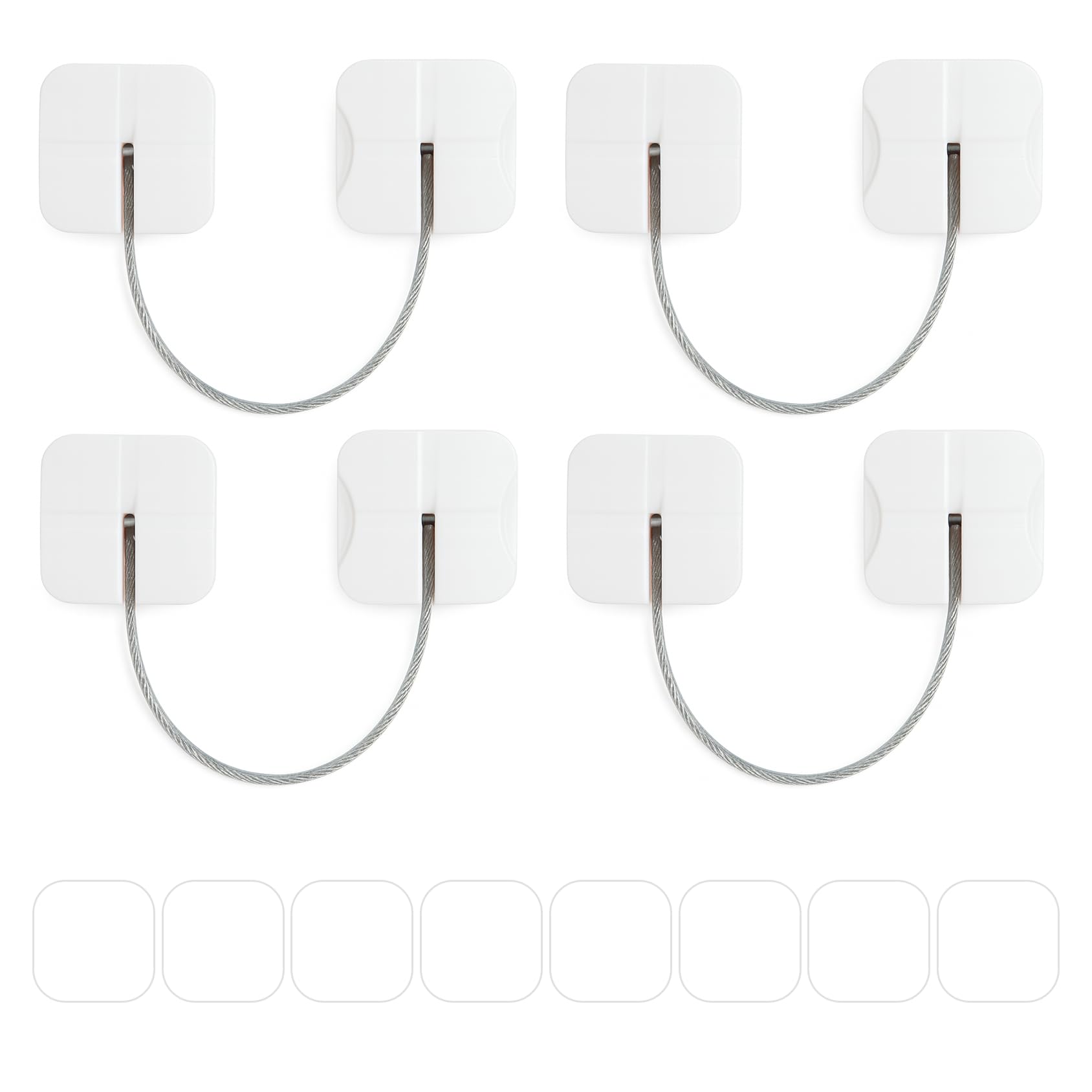 Maveek Schrankschlösser, Babysicherung, Schubladensicherung, Doppelknöpfe, Weiß, Kühlschrankschloss, WC, Schrank, Kommode, Küche, Kühlschrank, Tür, Fenster, Verriegelung für 0–24 Monate, 4 Stück