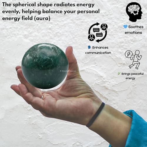 Image of Certified Moss Agate Crystal Ball for Meditation - Premium Crystal Vastu Items for Home and Feng Shui Items for Good Luck - Ideal for Pooja Supplies and Spiritual Practices (2 inch Inch)