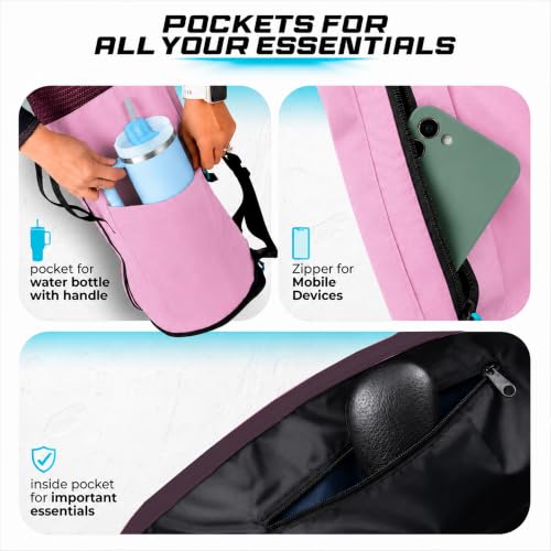 MAGNILAY Expandable Yoga Mat Bag, Adjustable Strap, Pockets, Pink, Large - image 6