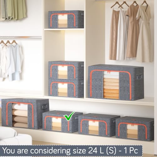Image of HOKIPO 24L Cloth Organizer for Storage, Small Storage Box for Clothes, Ash Grey Pack of 1 (AR-6672-AGRY)