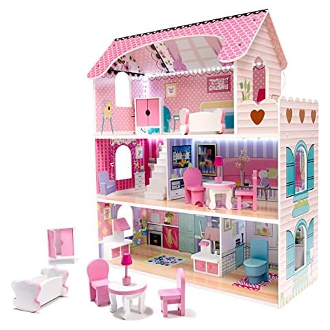 XXL Puppenhaus aus Holz mit LED Beleuchtung Cover