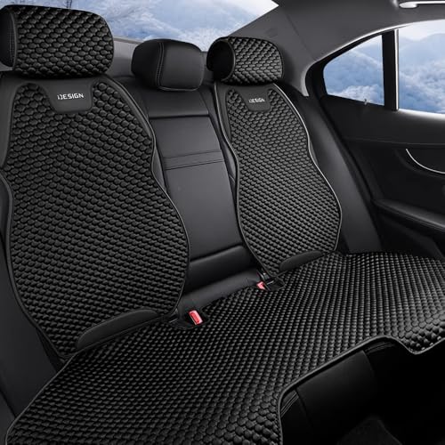 アウディ Q3 シートカバー メッシュ シート保護 滑り止め 通気 圧迫感軽減 フリーサイズ オールシーズン対応 簡単取付 ブラック 後席 5P ZD084-162-01