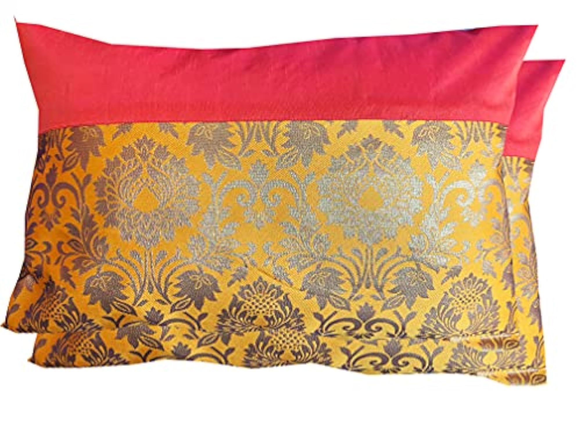 Dopian Silk Multicolour Throw Pillow Covers Set of 2