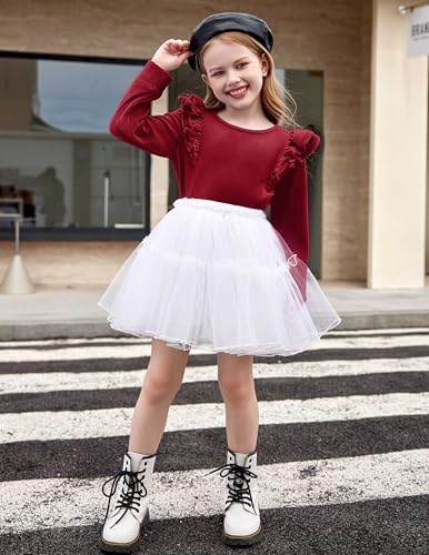 Image of Arshiner Girls 2 Piece Outfits Velour Tracksuit Ruffle Sweatshirt Sweatpant