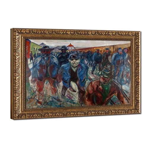 Impression sur toile Munch Workers on Their Way Home cadre premium
