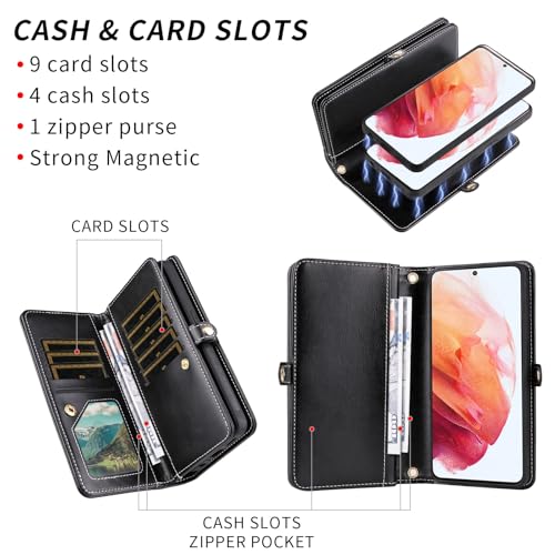 Coque Samsung S21 Plus 5G antichoc avec vitre en verre et portefeuille zip - 4
