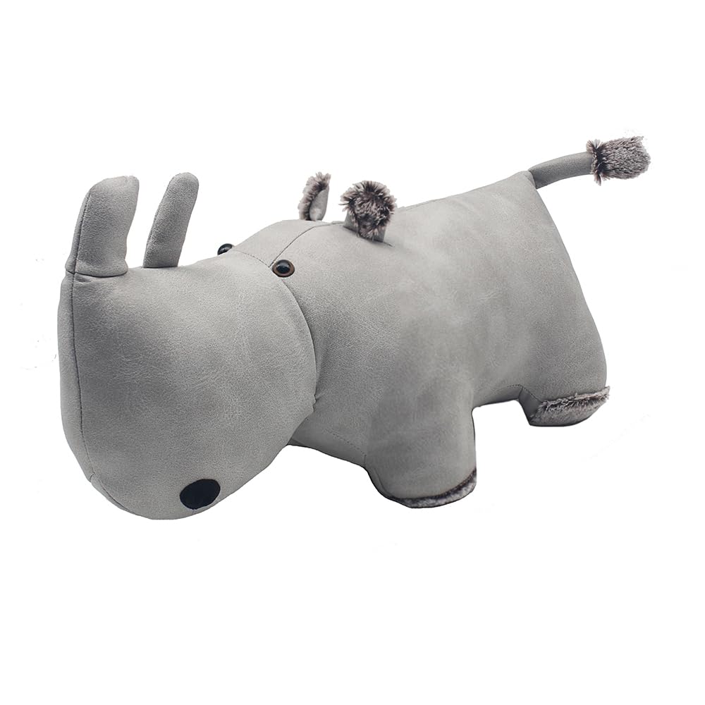 Tamersgifts Grey Rhino Doorstop Assorted Doorstop Door Stop Stopper Filled Heavy Doorstop Faux Leather Novelty Wedge (Grey Rhino Doorstop)