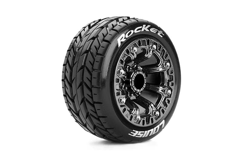Louise RC Neumáticos St-Rocket + Llantas 2.2 1/16 Negro Cromo (x2) LR-T3188SBC